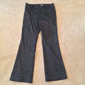Vintage Cache Black Shiny Animal Print Sparkly Flare Pants